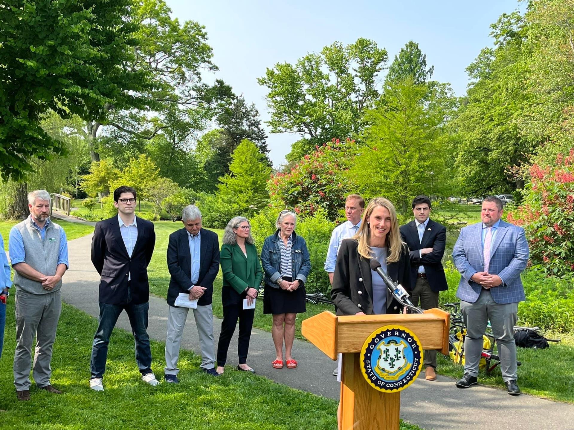 Mayor Simmons and Members of the Stamford and Greenwich Delegations announce the 2.6 mile Greenway