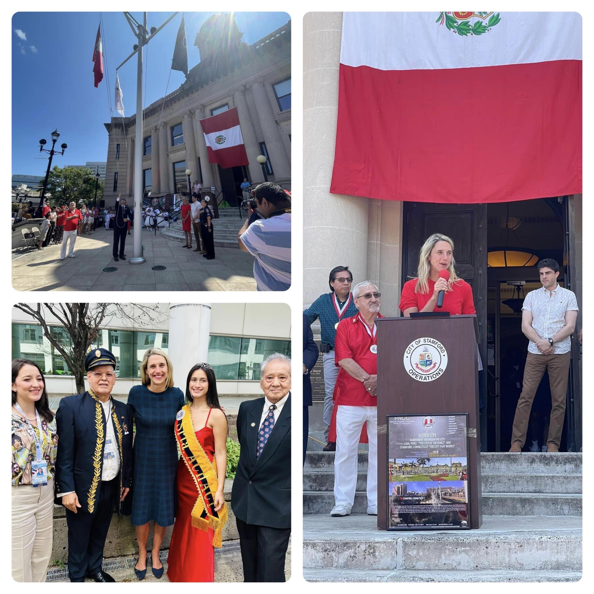Mayor Simmons participates in the Peruvian and Colombian flag raising ceremonies