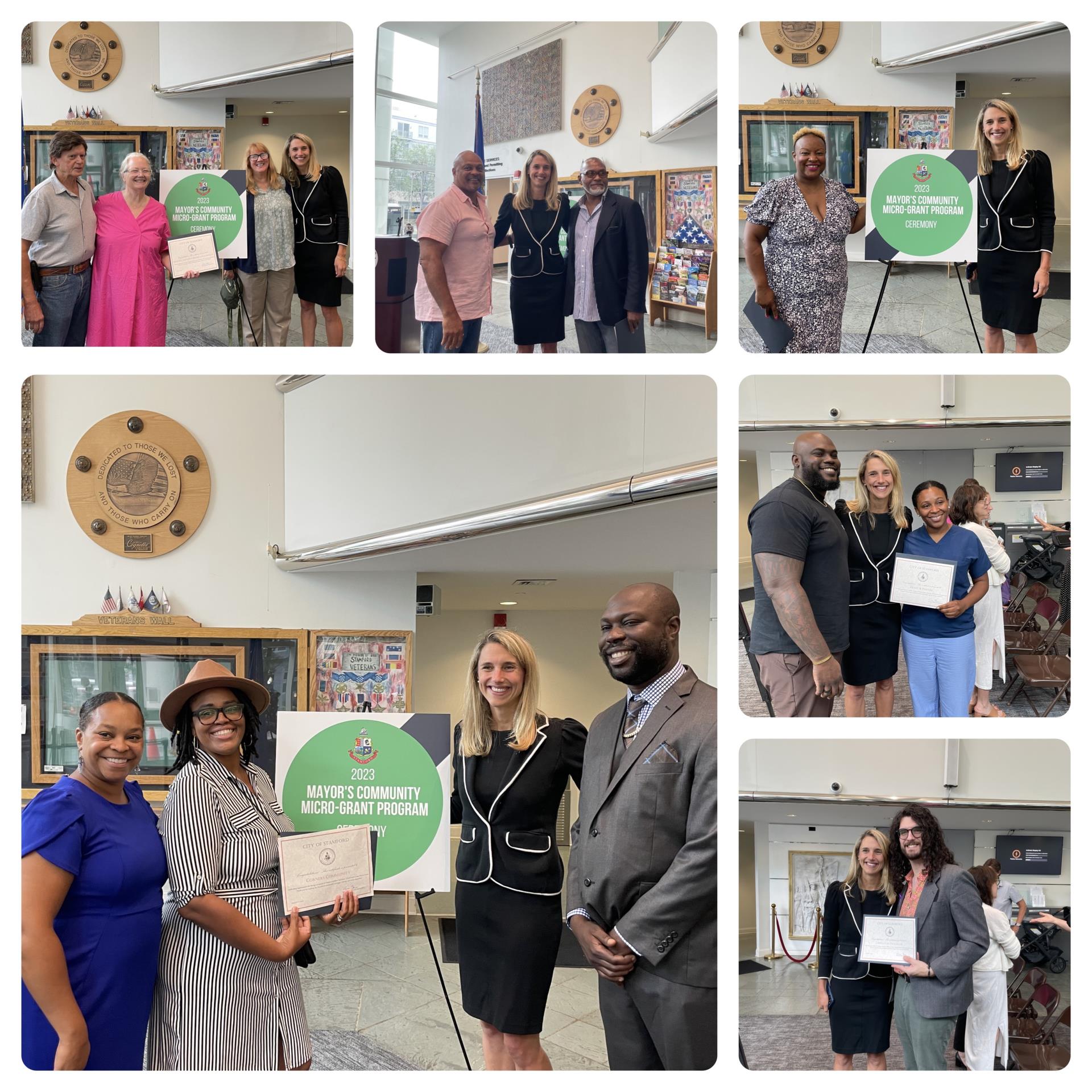 a collage of photos of Mayor Simmons with winners of the mayor's community grant program