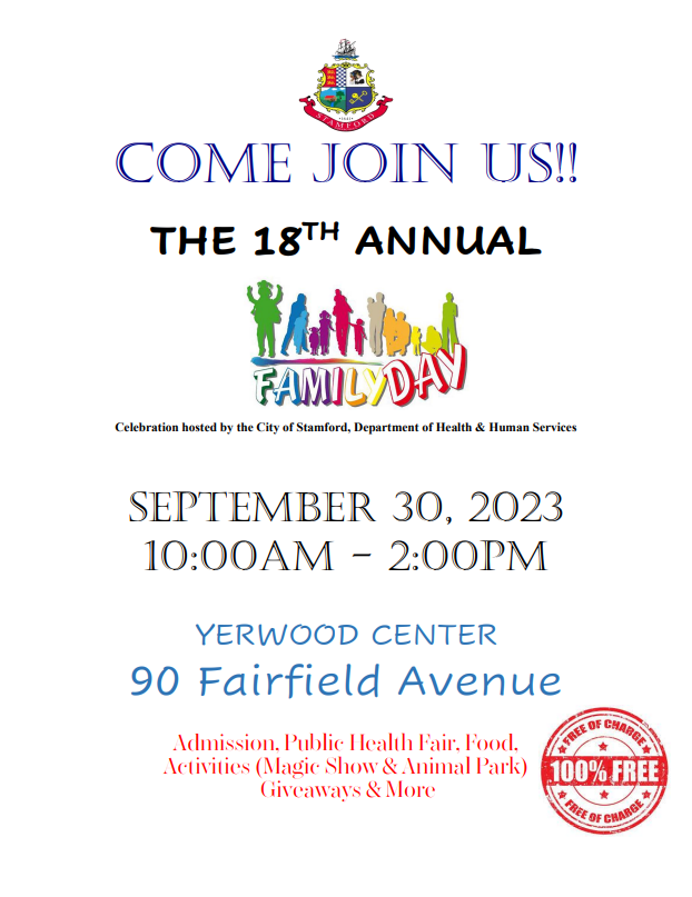 Family Day will take place at 10:00 am to 2:00 pm at the Yerwood Center