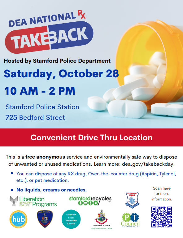 A flyer for the Drug Takeback event on Saturday, October 28th