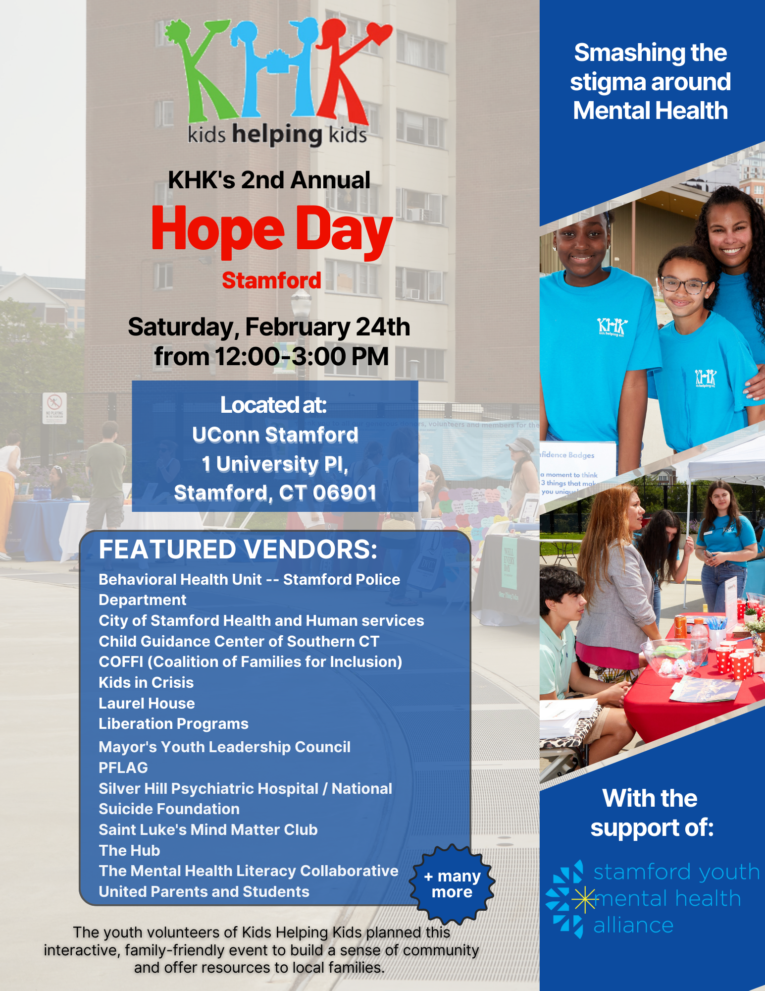A flyer for the 2nd Hope Day with the list of vendors