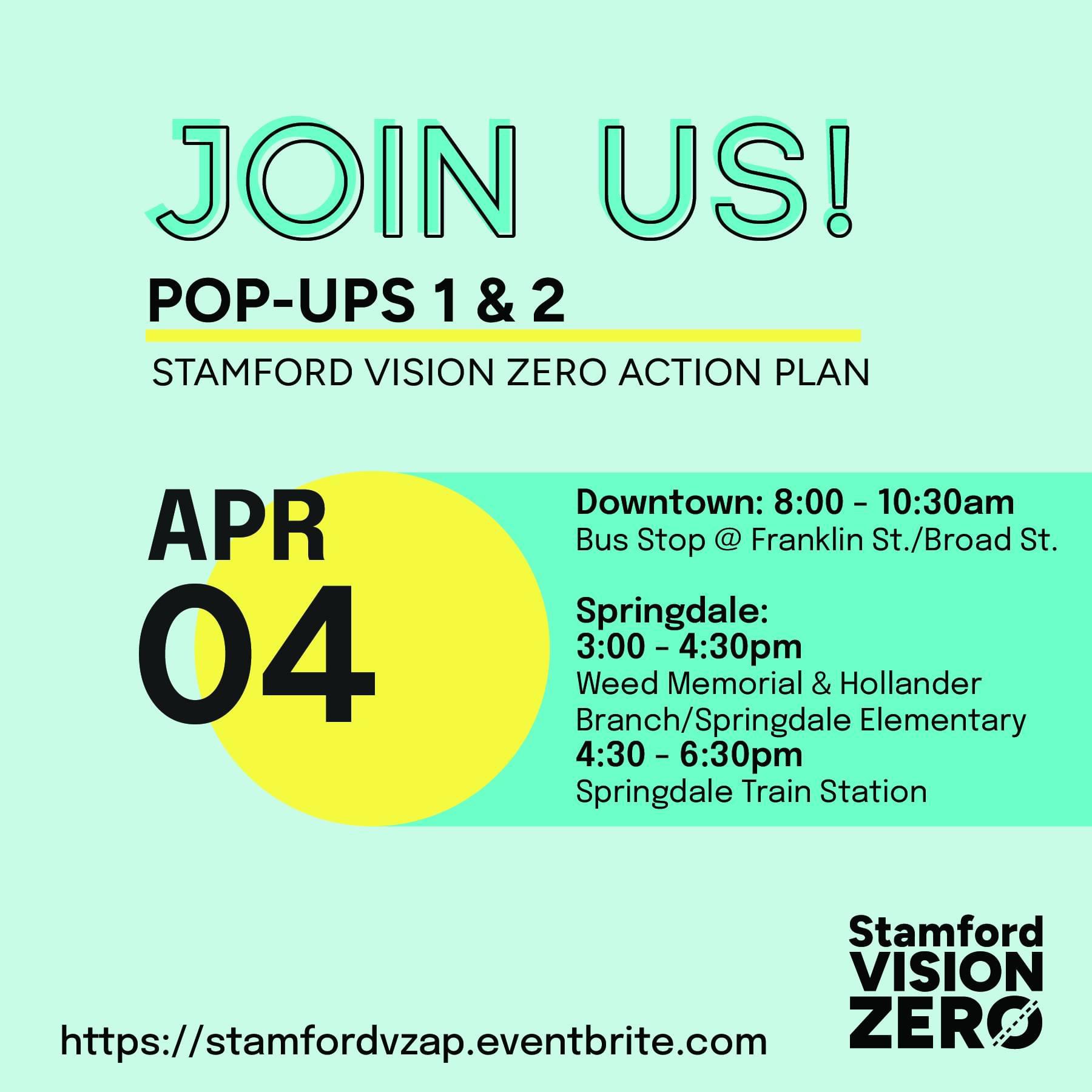 Vision Zero pop up events in April