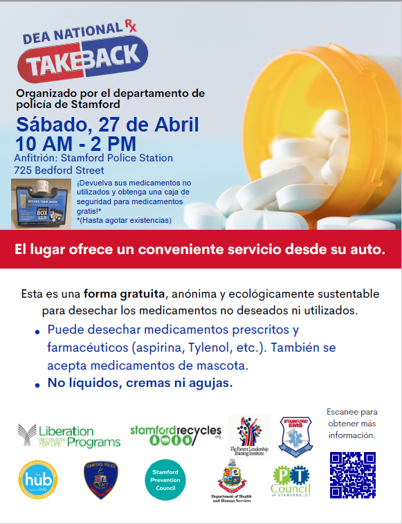 Rx Take Back Event flyer in Spanish