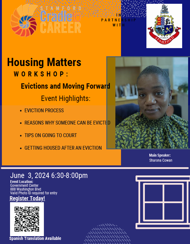 Housing Matters Workshop hosted by City of Stamford on June 3rd from 6:30 pm to 8:00 pm. Registration required 